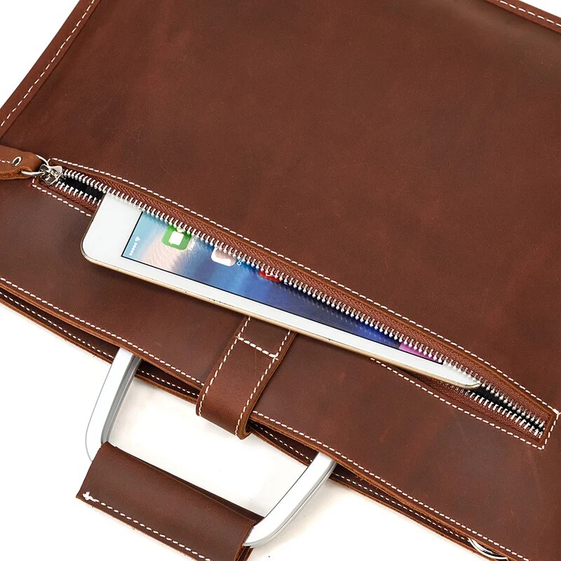 come4buy.com-Genuine Leather Briefcase Men | Laptop Bag Fit XIV Inch